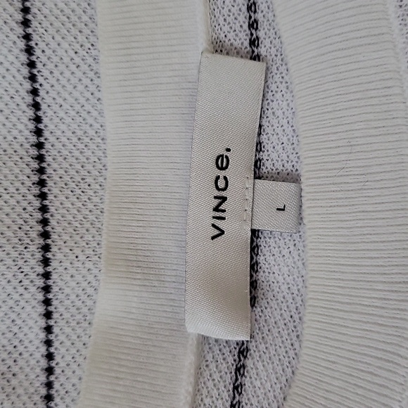 Vince Striped Lightweight Cotton Knit Top White/Black Size Large - Picture 8 of 9
